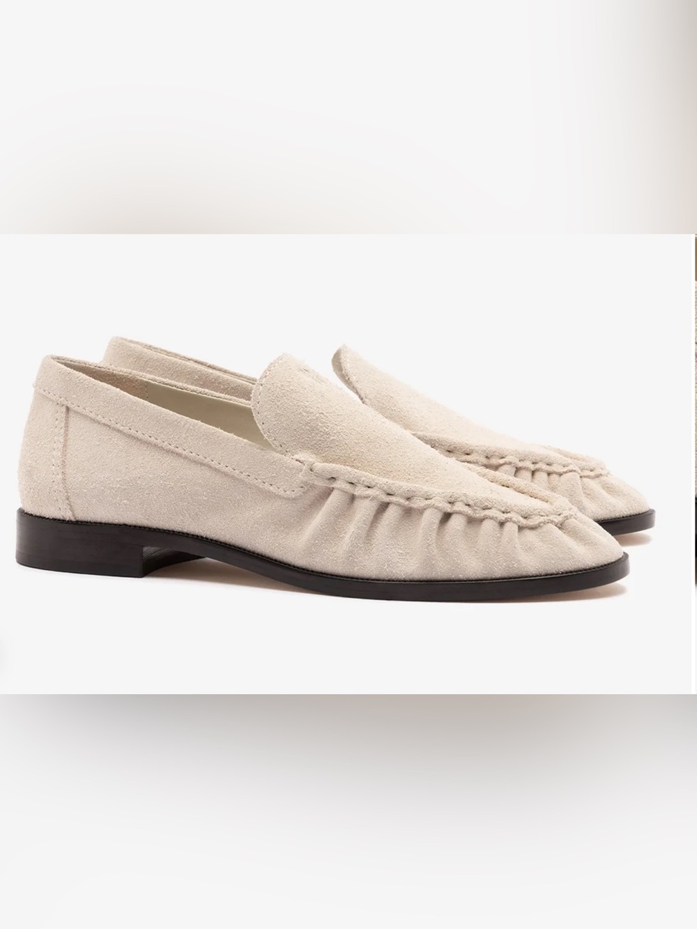 LARROUDE Margaux Loafer In Mushroom Grey Suede 7.5 NIB $330